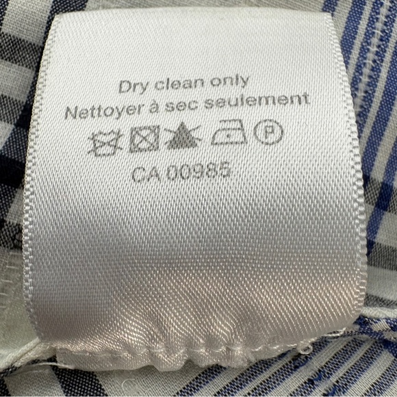 Veronica Beard Isabel top in a white, blue, and black plaid pattern. - Picture 8 of 8